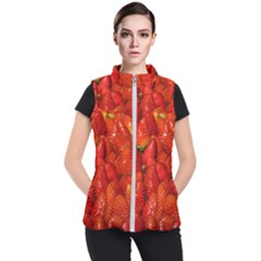 Colorful Strawberries At Market Display 1 Women s Puffer Vest by dflcprintsclothing