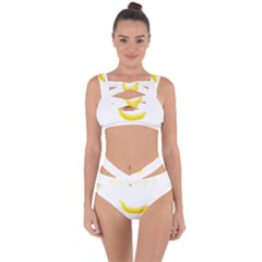 Banana Fruit Watercolor Painted Bandaged Up Bikini Set 