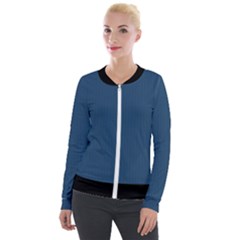 Aegean Blue - Velvet Zip Up Jacket by FashionLane