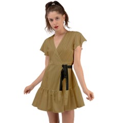 Bronze Mist - Flutter Sleeve Wrap Dress by FashionLane