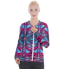 Fractal Flower Casual Zip Up Jacket by Sparkle