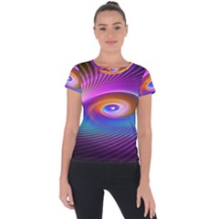 Fractal Illusion Short Sleeve Sports Top  by Sparkle