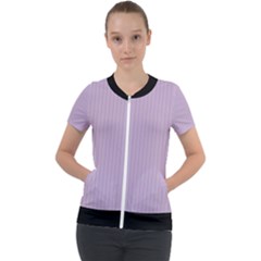 Wisteria Purple - Short Sleeve Zip Up Jacket by FashionLane