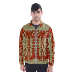 Roses Decorative In The Golden Environment Men s Windbreaker by pepitasart
