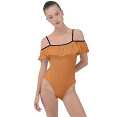 Cadmium Orange - Frill Detail One Piece Swimsuit by FashionLane