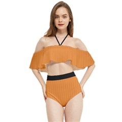 Cadmium Orange - Halter Flowy Bikini Set  by FashionLane