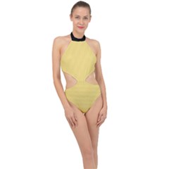 Jasmine Yellow - Halter Side Cut Swimsuit by FashionLane