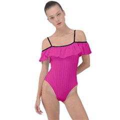 Deep Hot Pink - Frill Detail One Piece Swimsuit by FashionLane