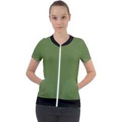 Crocodile Green - Short Sleeve Zip Up Jacket by FashionLane