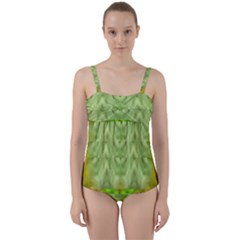 Landscape In A Green Structural Habitat Ornate Twist Front Tankini Set by pepitasart