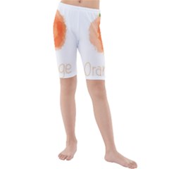 Orange Fruit Watercolor Painted Kids  Mid Length Swim Shorts by Mariart