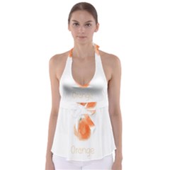 Orange Fruit Watercolor Painted Babydoll Tankini Top by Mariart