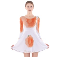 Orange Fruit Watercolor Painted Long Sleeve Velvet Skater Dress by Mariart