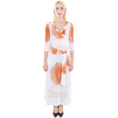 Orange Fruit Watercolor Painted Quarter Sleeve Wrap Maxi Dress by Mariart