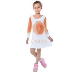 Orange Fruit Watercolor Painted Kids  Long Sleeve Velvet Dress by Mariart