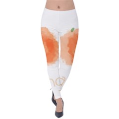 Orange Fruit Watercolor Painted Velvet Leggings by Mariart