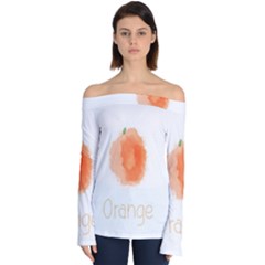 Orange Fruit Watercolor Painted Off Shoulder Long Sleeve Top by Mariart