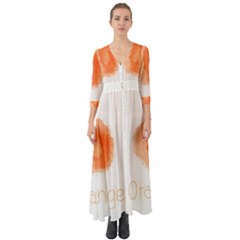 Orange Fruit Watercolor Painted Button Up Boho Maxi Dress by Mariart