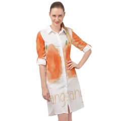 Orange Fruit Watercolor Painted Long Sleeve Mini Shirt Dress by Mariart