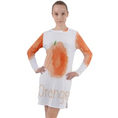 Orange Fruit Watercolor Painted Long Sleeve Hoodie Dress by Mariart