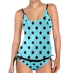 Large Black Polka Dots On Arctic Blue - Tankini Set by FashionLane