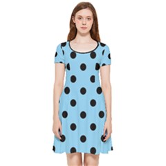 Large Black Polka Dots On Baby Blue - Inside Out Cap Sleeve Dress by FashionLane