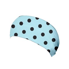 Large Black Polka Dots On Blizzard Blue - Yoga Headband