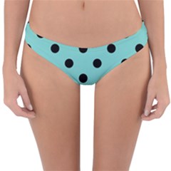 Large Black Polka Dots On Tiffany Blue - Reversible Hipster Bikini Bottoms by FashionLane