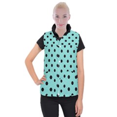 Large Black Polka Dots On Tiffany Blue - Women s Button Up Vest by FashionLane