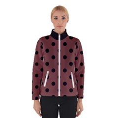 Large Black Polka Dots On Bole Brown - Winter Jacket by FashionLane