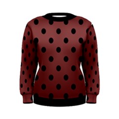 Large Black Polka Dots On Brandy Brown - Women s Sweatshirt