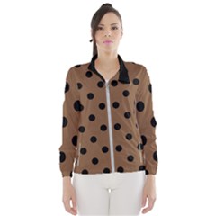 Large Black Polka Dots On Brown Bear - Women s Windbreaker by FashionLane