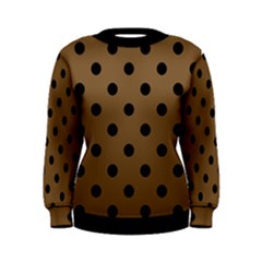 Large Black Polka Dots On Coyote Brown - Women s Sweatshirt