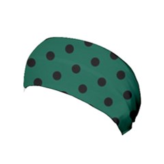 Large Black Polka Dots On Christmas Green - Yoga Headband by FashionLane