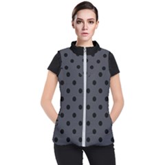 Large Black Polka Dots On Anchor Grey - Women s Puffer Vest by FashionLane