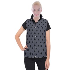 Large Black Polka Dots On Anchor Grey - Women s Button Up Vest by FashionLane