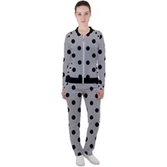 Large Black Polka Dots On Chalice Silver Grey - Casual Jacket And Pants Set by FashionLane