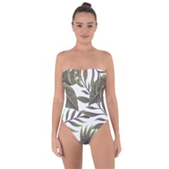 Tropical Leaves Tie Back One Piece Swimsuit by goljakoff