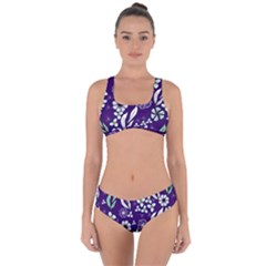 Floral Blue Pattern Criss Cross Bikini Set by MintanArt