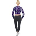 Floral blue pattern Long Sleeve Cropped Velvet Jacket View2