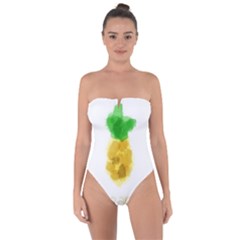 Pineapple Fruit Watercolor Painted Tie Back One Piece Swimsuit by Mariart