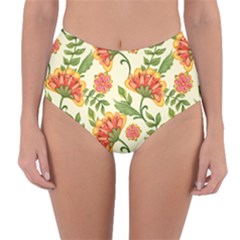 Orange Flowers Reversible High-waist Bikini Bottoms by designsbymallika