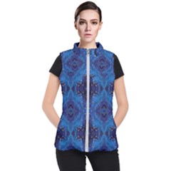 Blue Golden Marble Print Women s Puffer Vest by designsbymallika