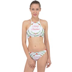 Merry Christmas Racer Front Bikini Set by designsbymallika