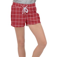 Red Plaid Velour Lounge Shorts by goljakoff