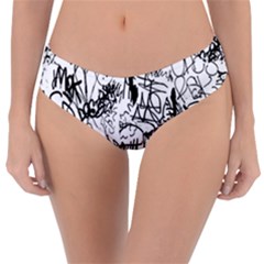 Black And White Graffiti Abstract Collage Reversible Classic Bikini Bottoms by dflcprintsclothing