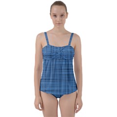 Blue Knitting Pattern Twist Front Tankini Set by goljakoff