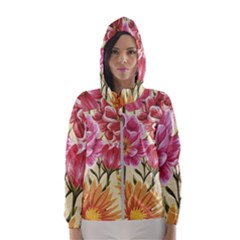 Retro Flowers Women s Hooded Windbreaker by goljakoff