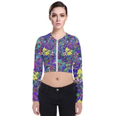 Vibrant Abstract Floral/rainbow Color Long Sleeve Zip Up Bomber Jacket by dressshop