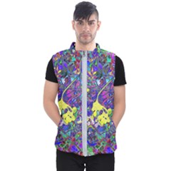 Vibrant Abstract Floral/rainbow Color Men s Puffer Vest by dressshop